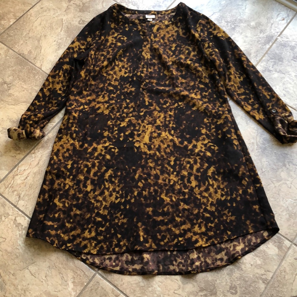 Merona Printed Long Sleeve Shift Dress EUC